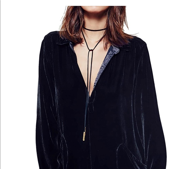 ꊛ Velvet Long Sleeve Pocket Casual Mini Shirt ꊛ - Picture 3 of 11